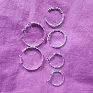 Avon Silvertone Everyday Hoop Trio Set (3 pairs, 1" - 1.5" diameter)